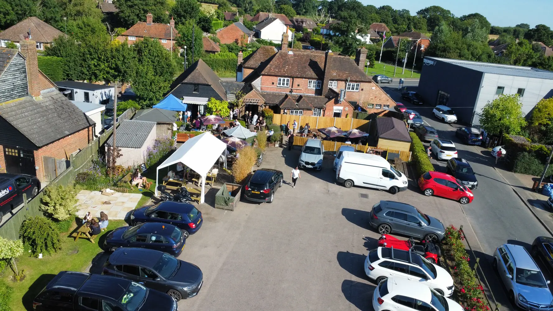 Events in Kingsnorth at The Queen's Head and carpark aerial view